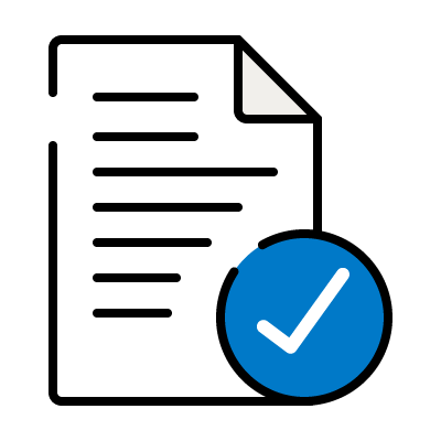 Document with a blue tick