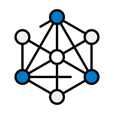 Icon depicting a network of facilities