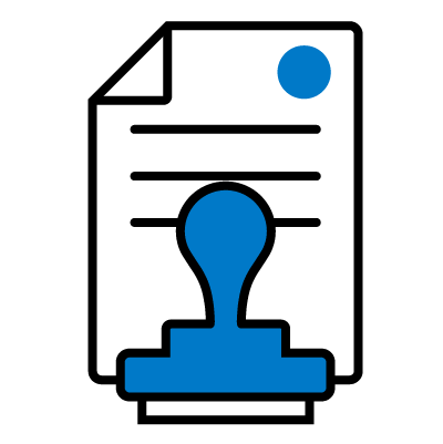 Icon of a form with a stamp