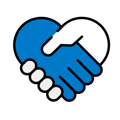 Icon of two hands shaking, forming the shape of a heart