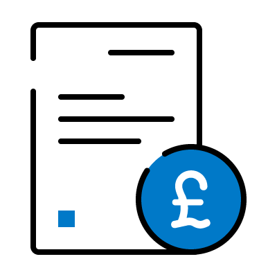 Icon of a document with a pound sterling symbol