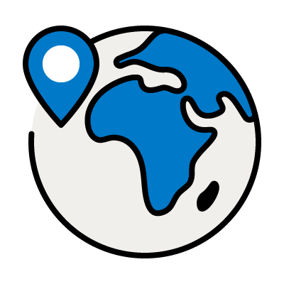 icon depicting a globe with a location pinpoint