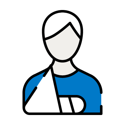 Icon of a person with their arm in a sling