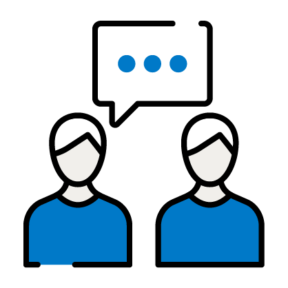 Icon of two people with a speech bubble