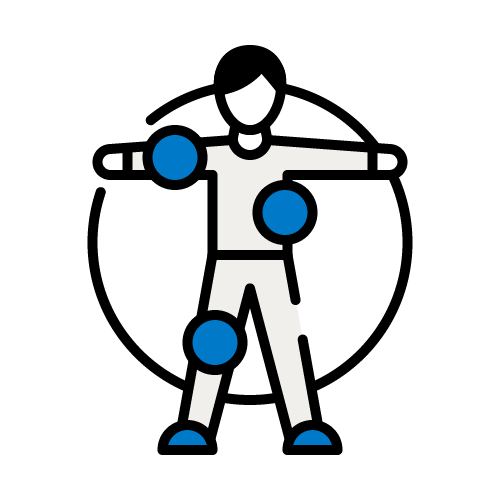 Icon of a man with dots, indicating a symptoms checker