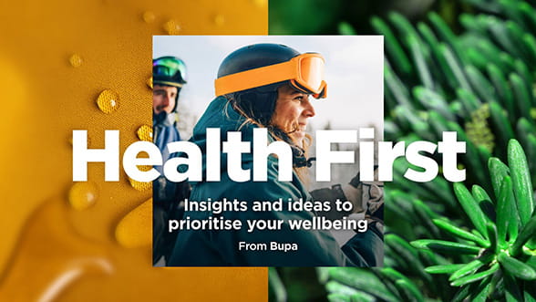 Health first banner showing multiple colourful images in a collage