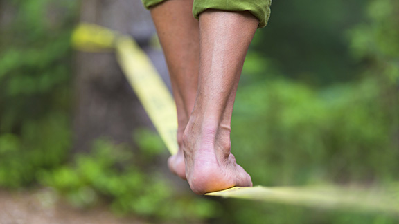 Person on a slack line