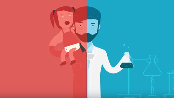 Illustration of man juggling work and parenthood