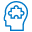 Mental health icon with puzzle piece inside outline of human head